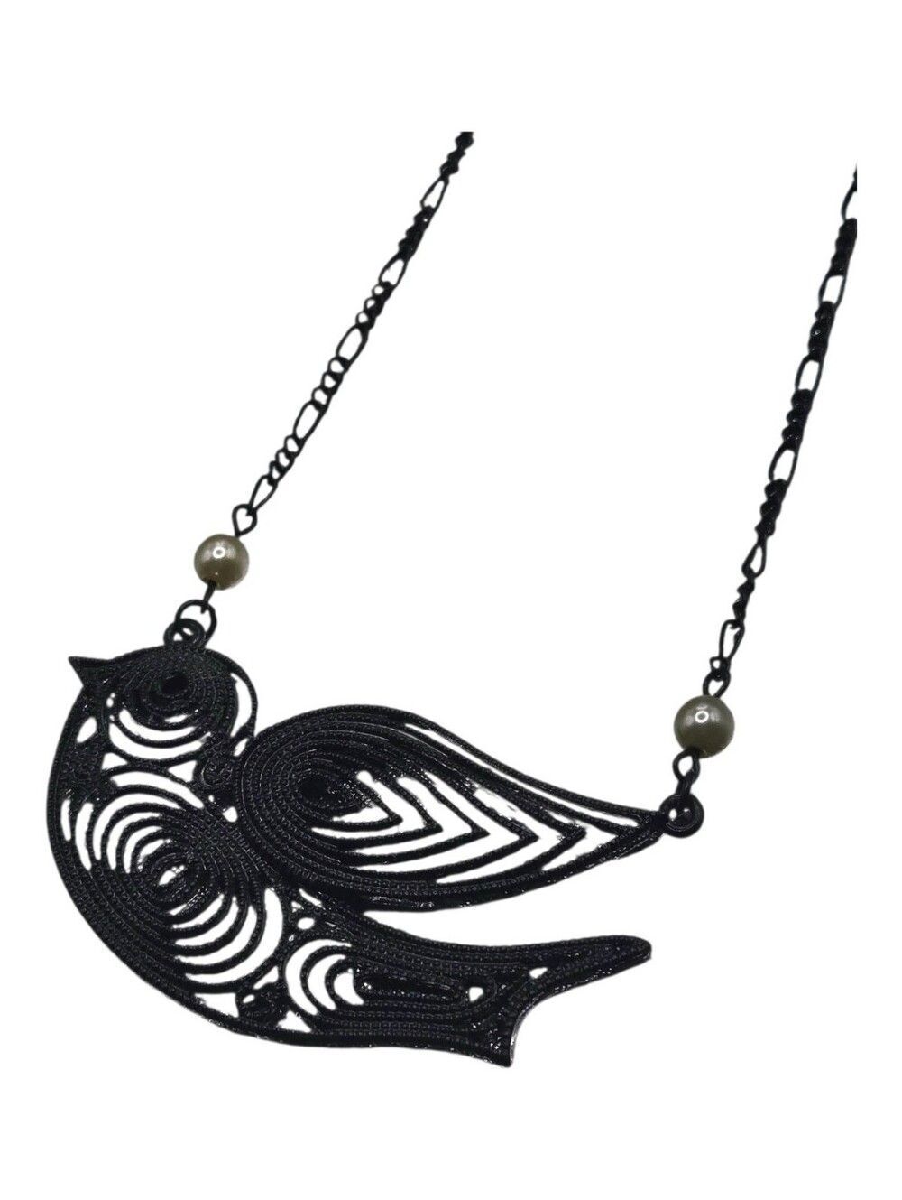 "5/$40" Adjustable Black Bird Bib Necklace